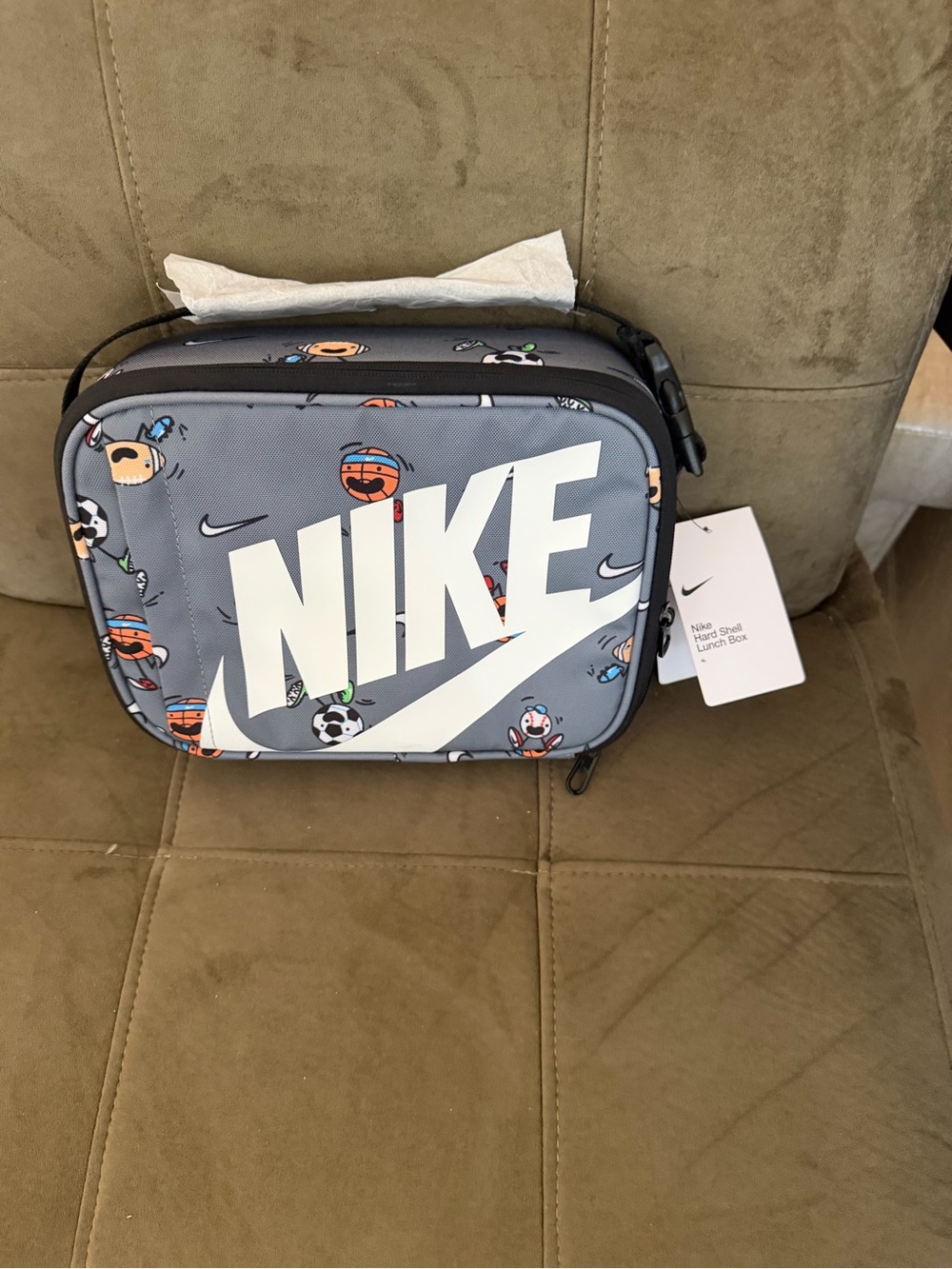 Nike Gray Graphic Small Crossbody Lunch Bag